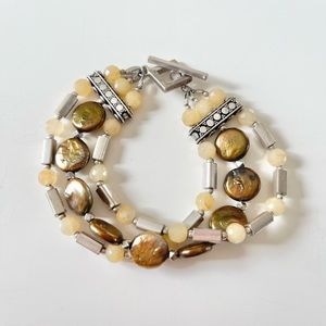 Lindy Freed‎ 7.5” multi strand silver beaded bracelet